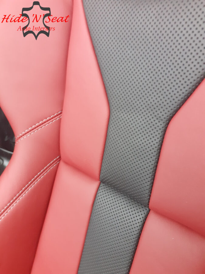 BMW E85 Z4 Roadster M Sport seats trimmed in Andrew Muirhead Ruby leather with perforated black inserts.
